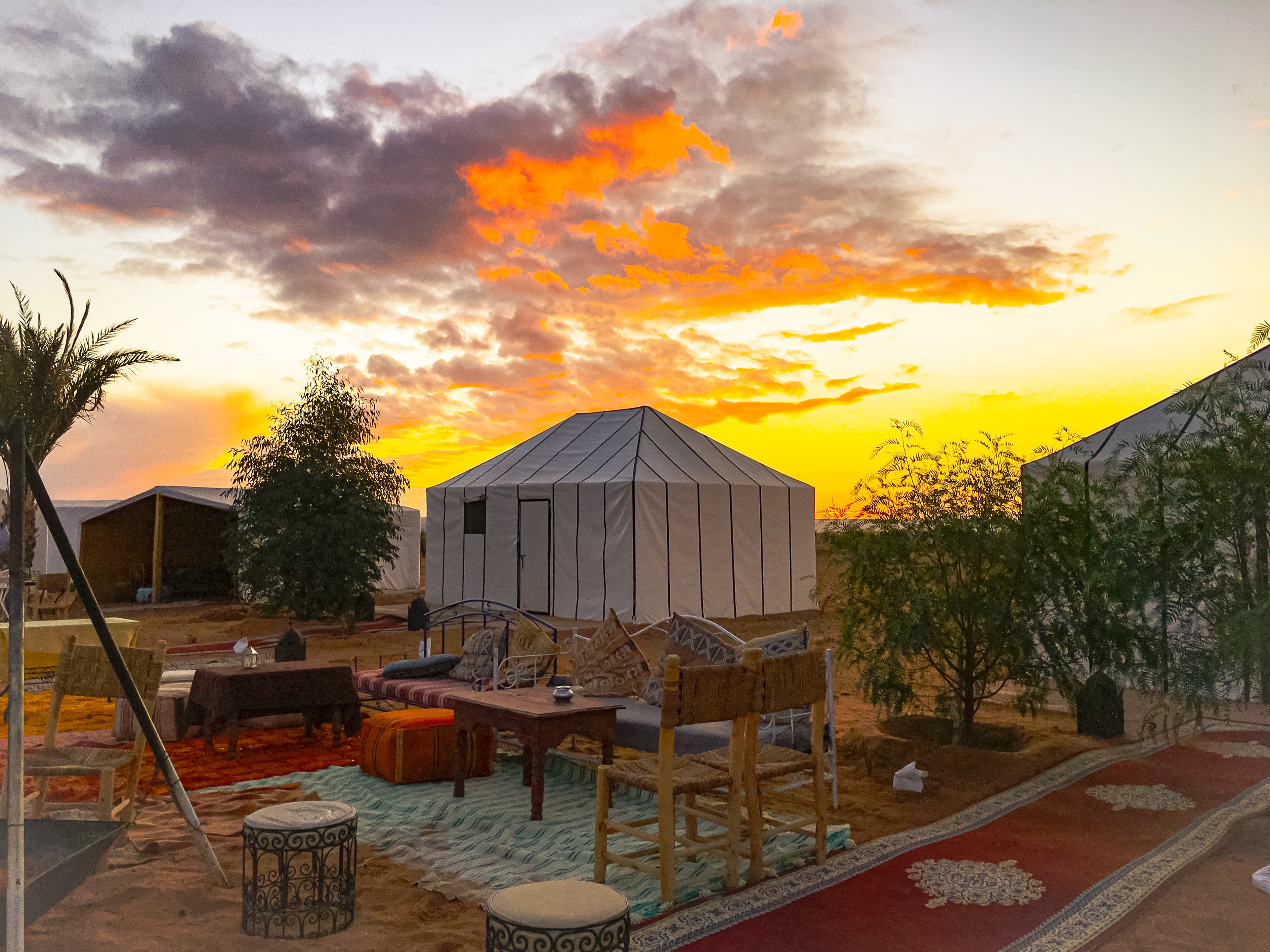 Erg Chebbi Sahara Desert dunes at sunset in Merzouga Morocco